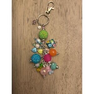 Colorful Beaded Keychain Charm | Handmade Chunky Bag Charm